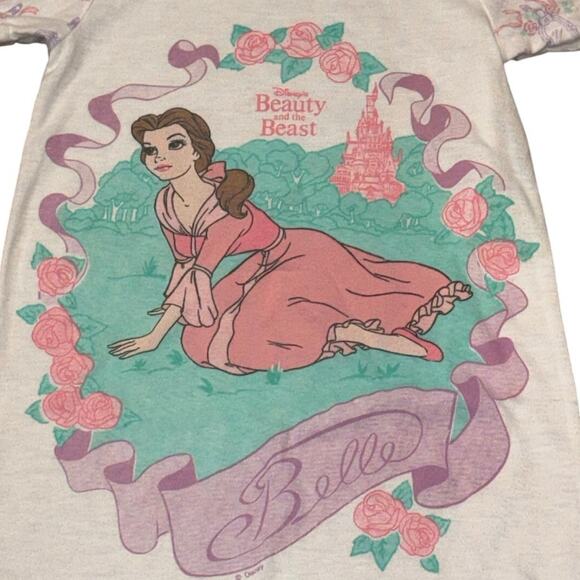 RARE Vintage 90s Disney Belle Beauty & The Beast Nightgown 4T Ruffle Hem - Picture 9 of 13